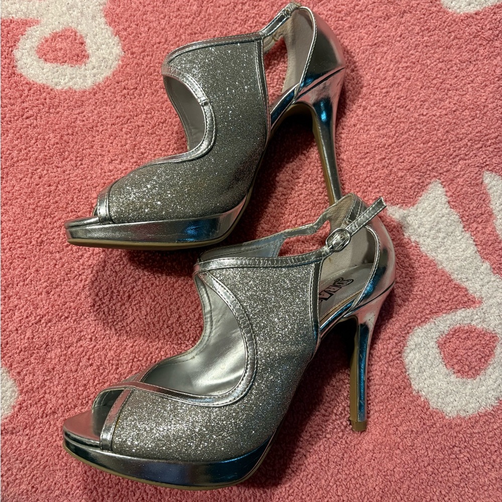 Elegant Silver Sparkle High Heels